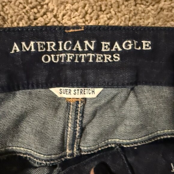NWOT AMERICAN EAGLE sz.12S Super Stretch Artist Flare Jeans Dark Wash - Picture 2 of 7